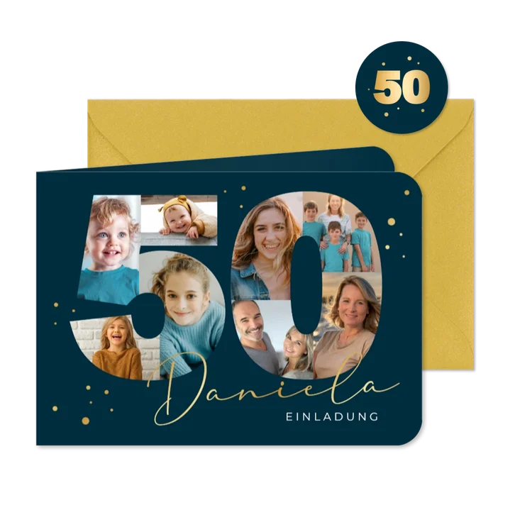 Geburtstagseinladung 50. Geburtstag eigene Fotos