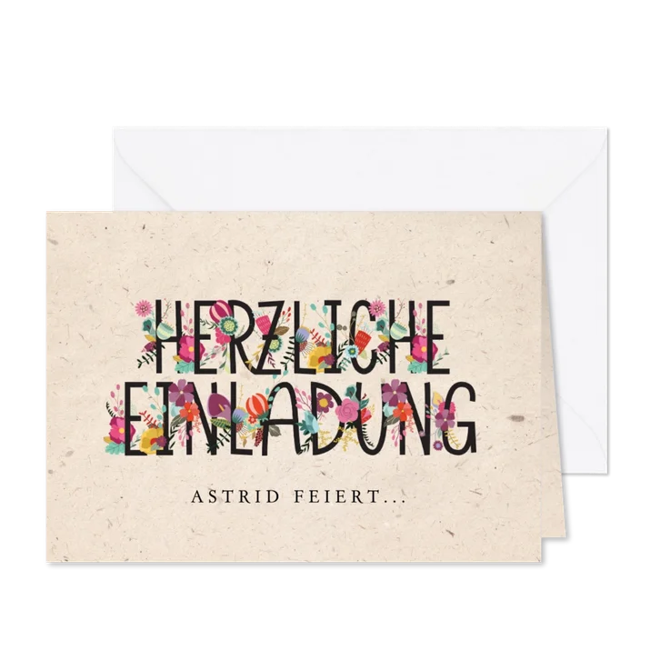 Geburtstagseinladung Blumenbuchstaben