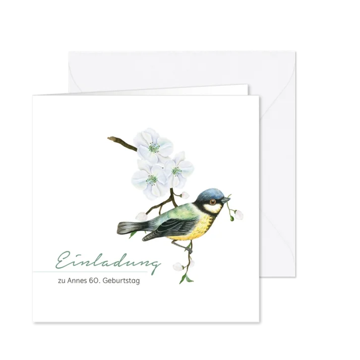 Geburtstagseinladung Frühlingsbote Vogel