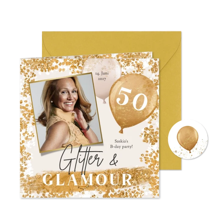 Geburtstagseinladung Glitter- & Glamour-Party