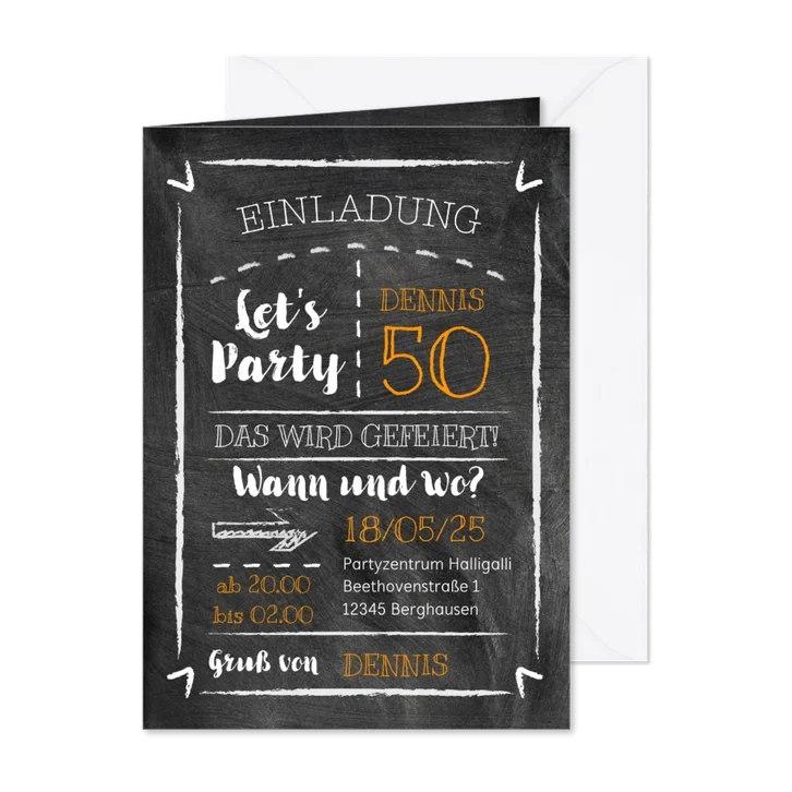 Geburtstagseinladung Kreide-Party