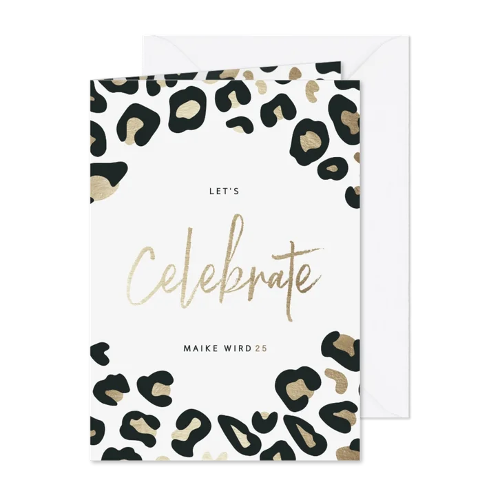 Geburtstagseinladung 'Let's celebrate' mit Leopardenprint