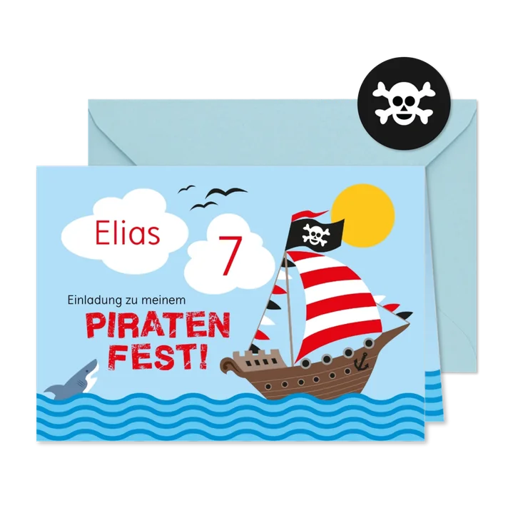 Geburtstagseinladung mit Piratenschiff 7. Geburtstag