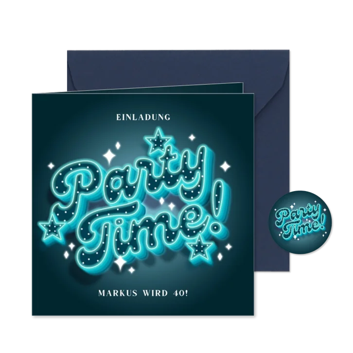 Geburtstagseinladung Neonlook 'Party Time'