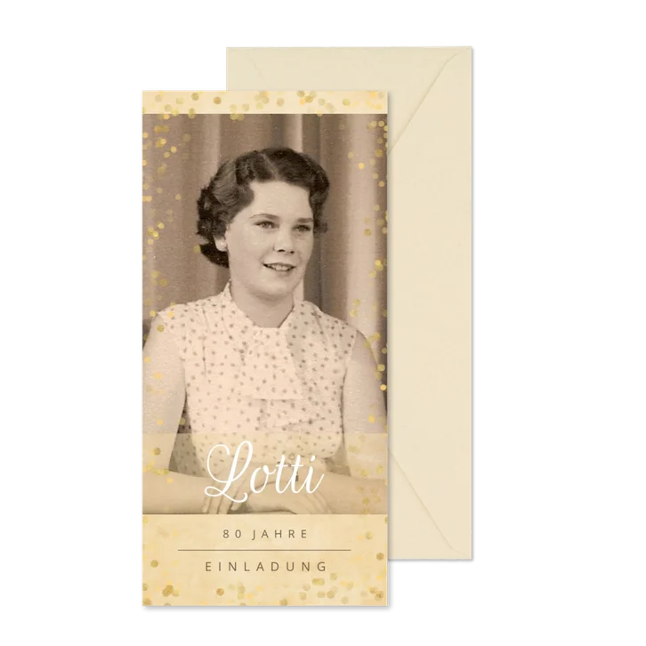 Geburtstagseinladung nostalgisch mit altem Foto