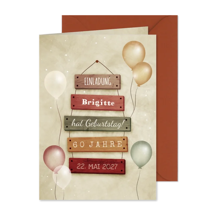 Geburtstagseinladung Schilder & Luftballons