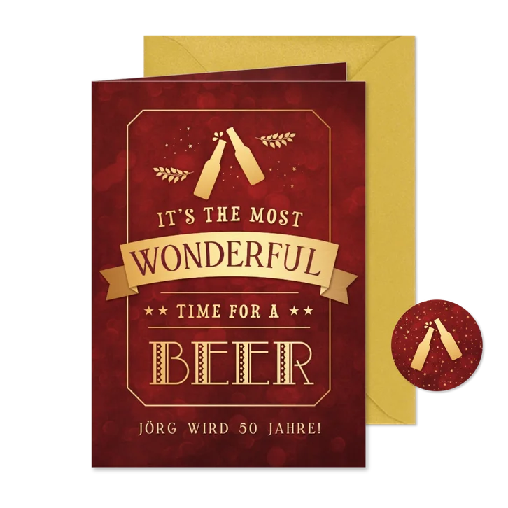 Geburtstagseinladung 'Time for a Beer'