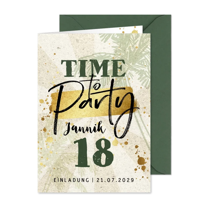 Geburtstagseinladung 'Time to Party' Sommer Palmen