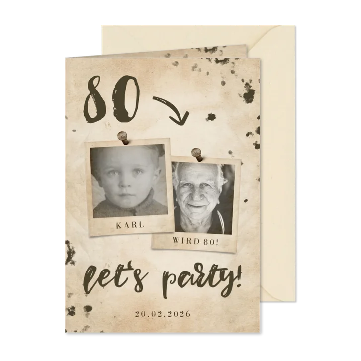 Geburtstagseinladung Vintage mit Fotos