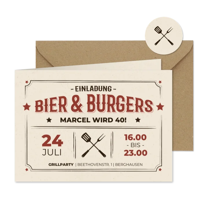 Geburtstagseinladung zu 'Bier & Burgers' 
