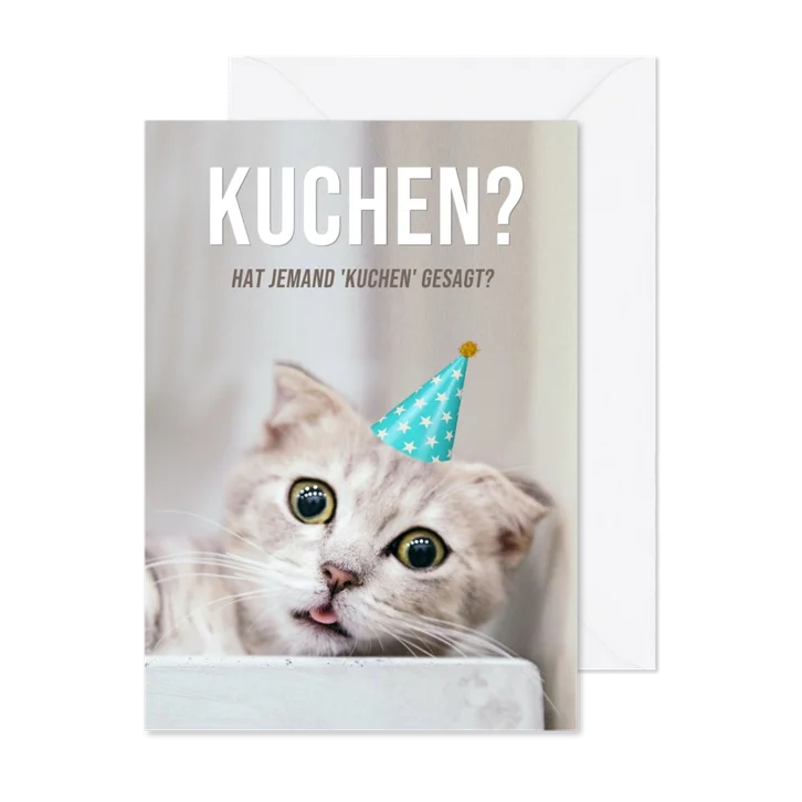 Geburtstagskarte Katze mit Partyhut