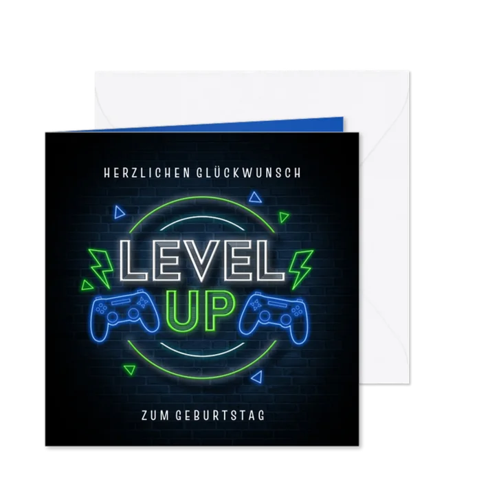 Geburtstagskarte Level Up Game-Controller