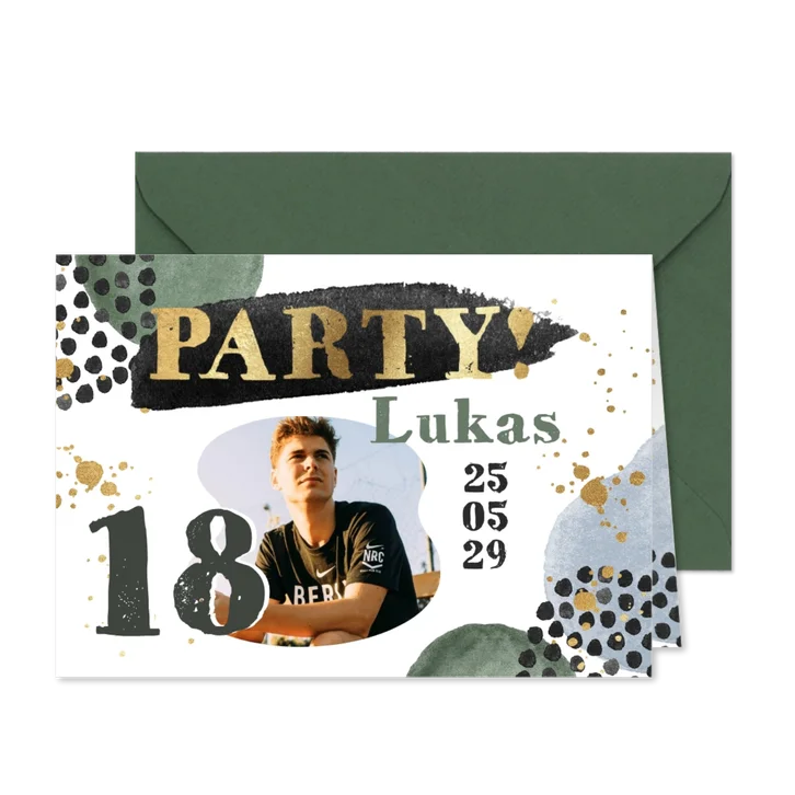 Geburtstagskarte 'Party' Einladung 18 Jahre Aquarell