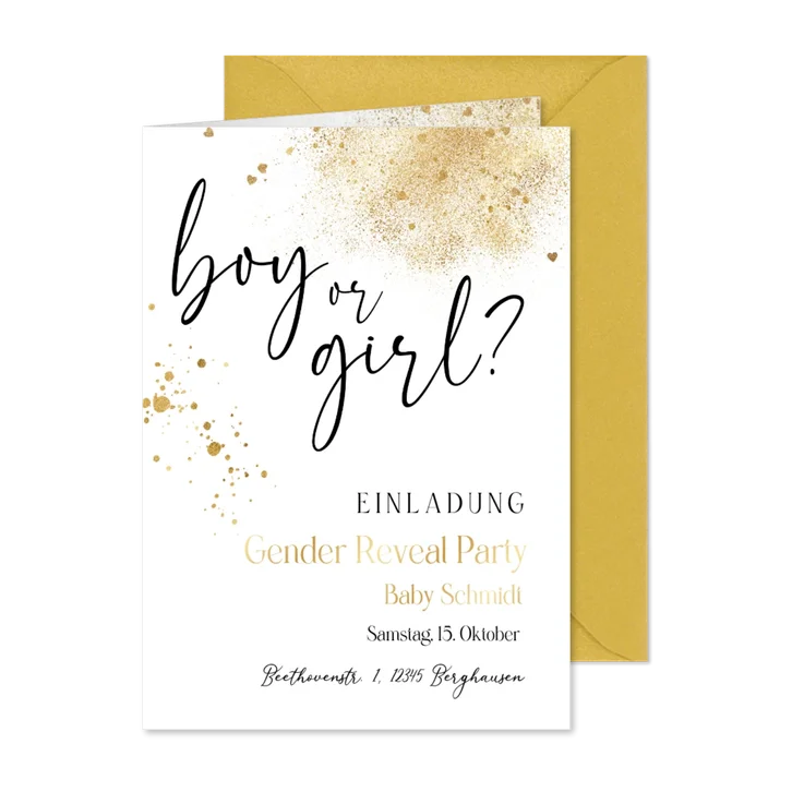 Gender Reveal Party Einladungskarte 'Boy or Girl'