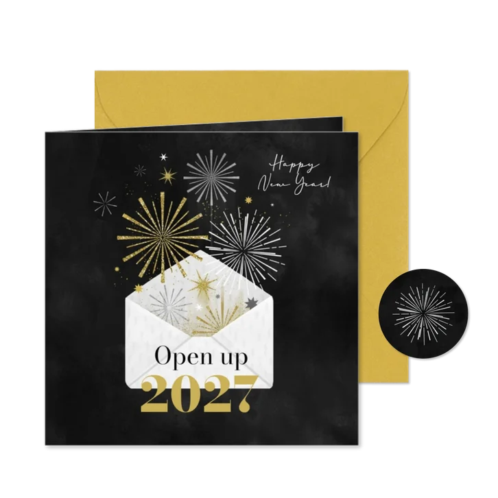 Geschäftliche Neujahrskarte Briefumschlag 'Open up'