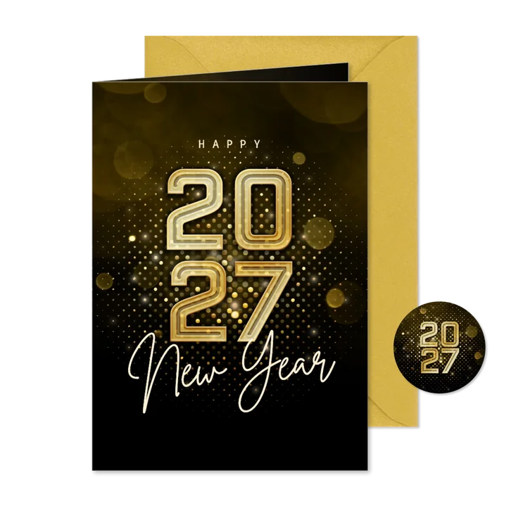 Geschäftliche Neujahrskarte futuristisch 2027 Lichtpunkte