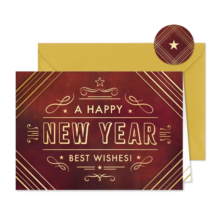 Geschäftliche Neujahrskarte Schriftzug Art Deco