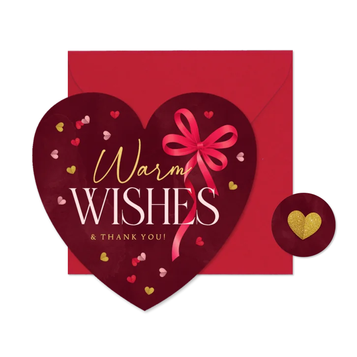 Geschäftliche Weihnachtskarte Herzform Warm Wishes Danke