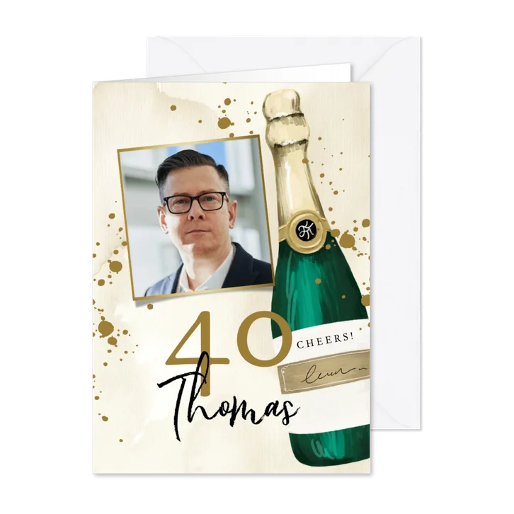 Glückwunschkarte Geburtstag Foto & Sektflasche