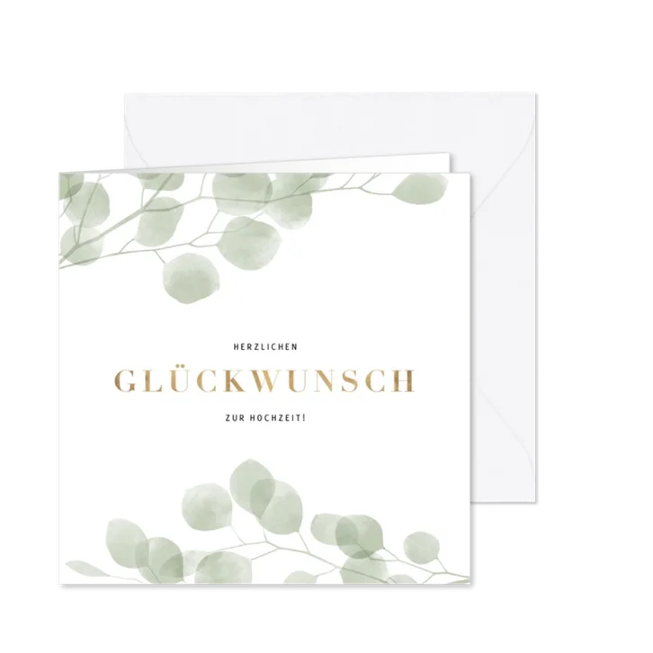 Glückwunschkarte Hochzeit transparente Blätter