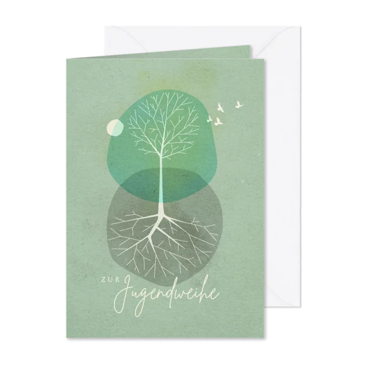 Glückwunschkarte Jugendweihe Baum Aquarell