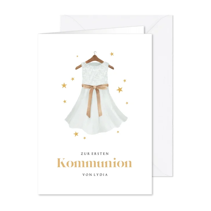 Glückwunschkarte Kommunion mit Kommunionskleid
