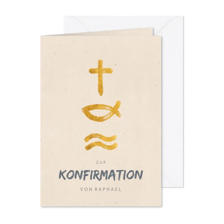 Glückwunschkarte Konfirmation christliche Symbole