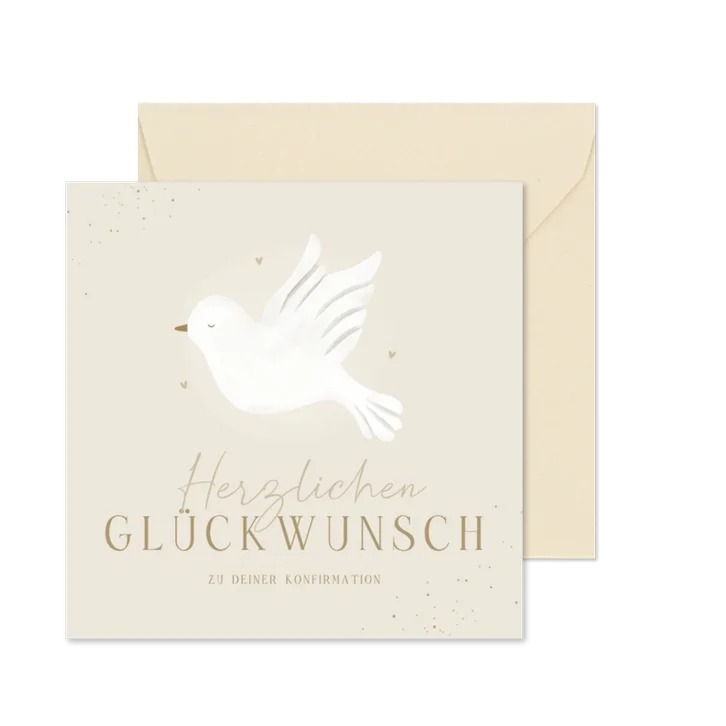 Glückwunschkarte Konfirmation Taufe beige Herzen