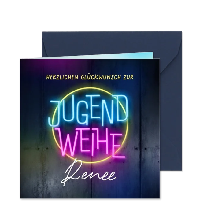 Glückwunschkarte Neon Jugendweihe Hip