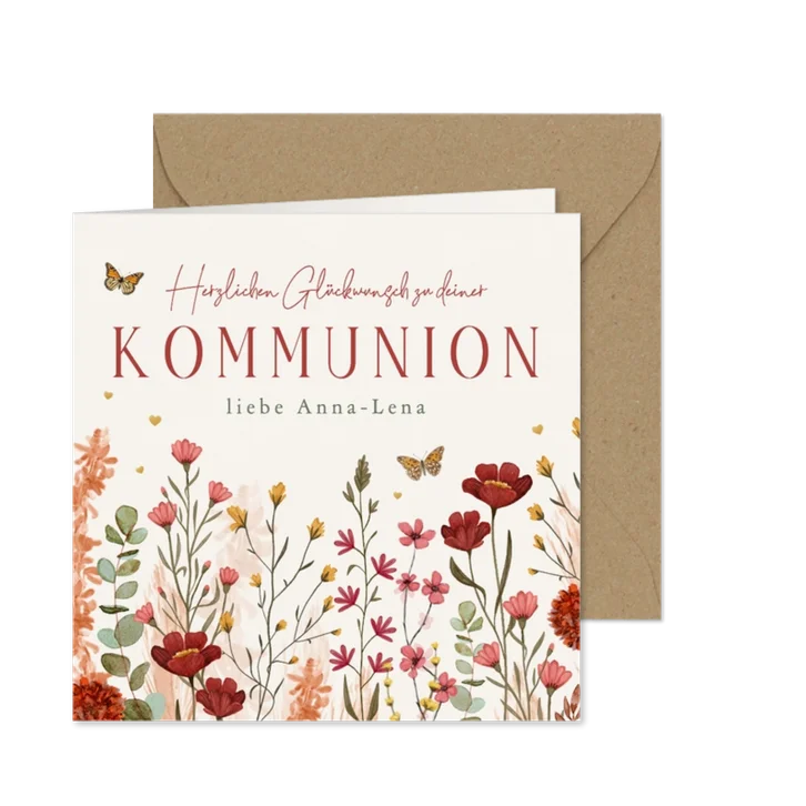 Glückwunschkarte Wildblumen Kommunion 