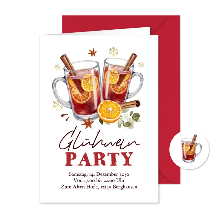 Glühweinparty Einladungskarte Glühweingläser