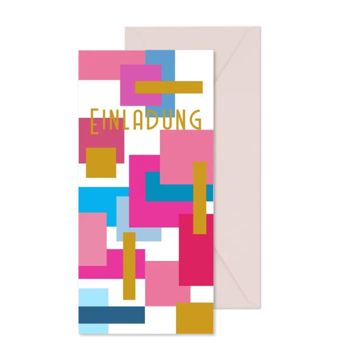 Grafische Einladungskarte bunte Vierecke