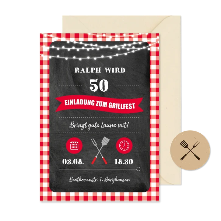 Grillfest Einladung rustikal und ländlich
