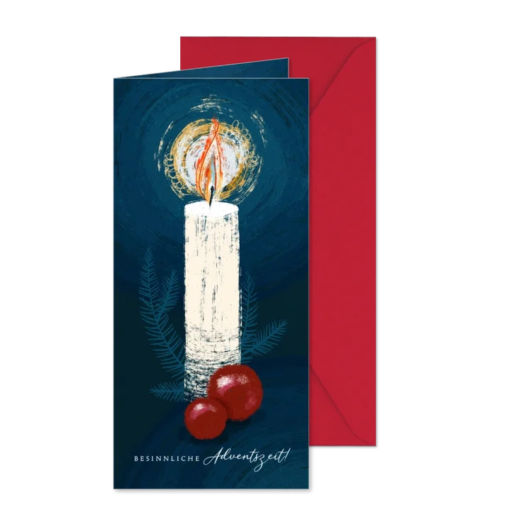 Grußkarte Adventszeit große Kerze