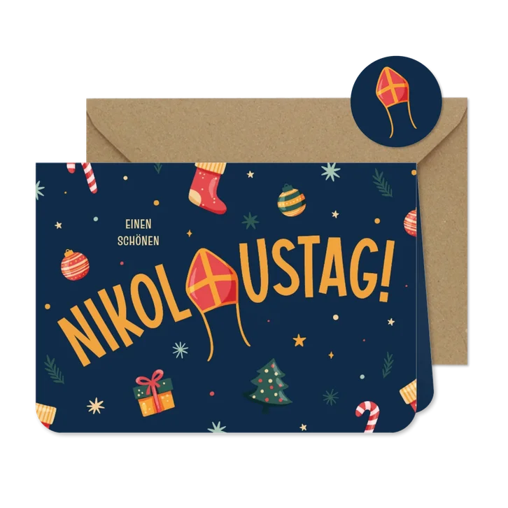 Grußkarte Nikolaustag kleine Symbole