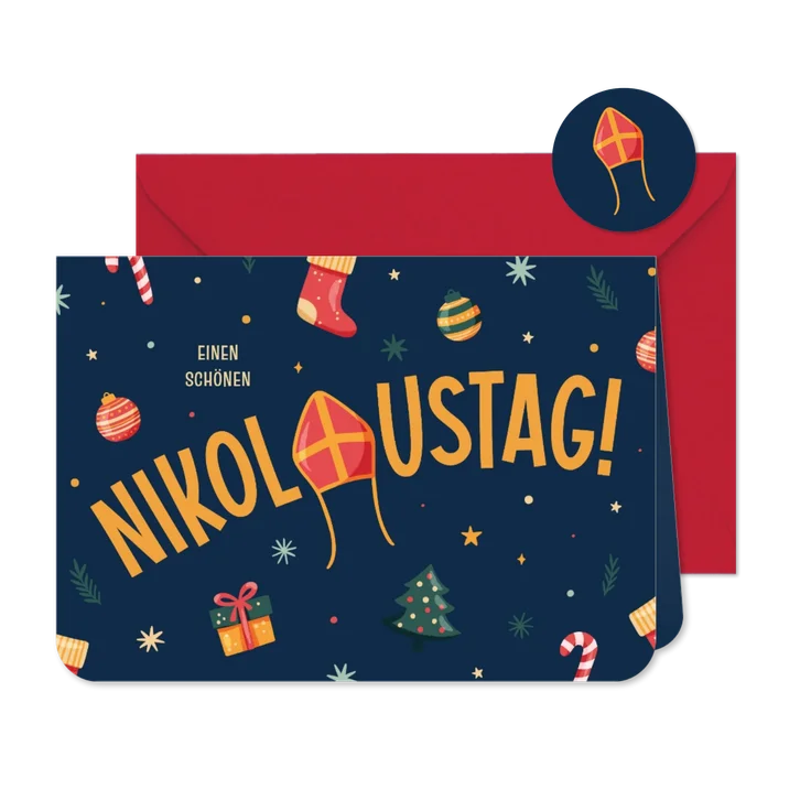 Grußkarte Nikolaustag kleine Symbole