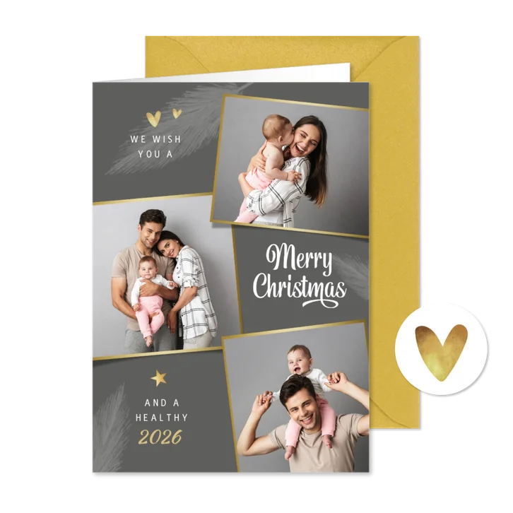Grußkarte Weihnachten Fotocollage 'Merry Christmas'