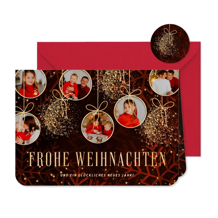 Grußkarte Weihnachten Weihnachtskugeln mit Fotos