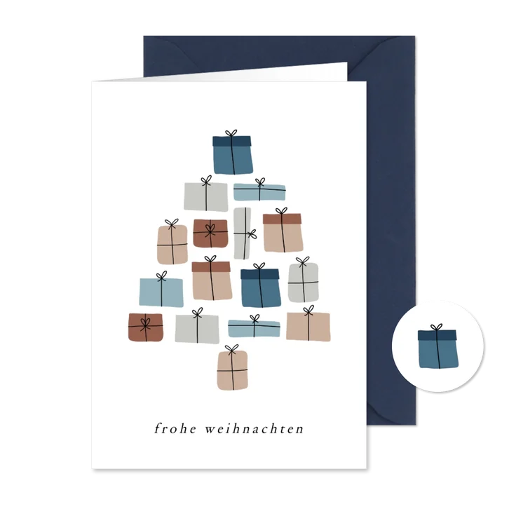 Grußkarte Weihnachtsbaum aus Geschenken