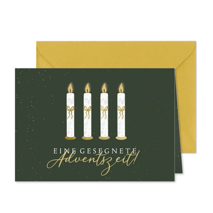 Grußkarte zum Advent mit vier Kerzen