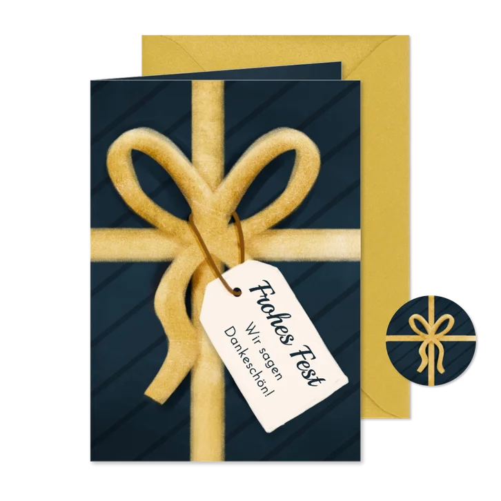 Gutscheinkarte Geschenk dunkelblau mit Schleife
