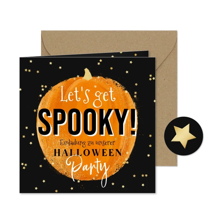 Halloween Einladungskarte großer Kürbis