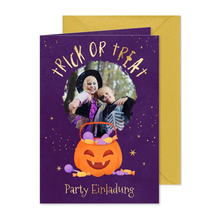 Halloween Kindergeburtstag Fotoeinladung