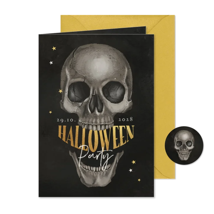 Halloween Party Einladung Grusel-Totenkopf