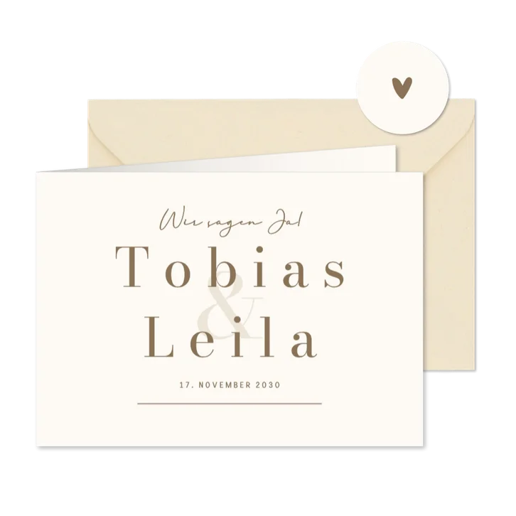 Hochzeitseinladung Beige Minimalistisch Ampersand