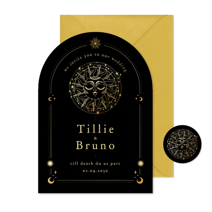 Hochzeitseinladung Bogenform Tattoo Sonne Astrologie