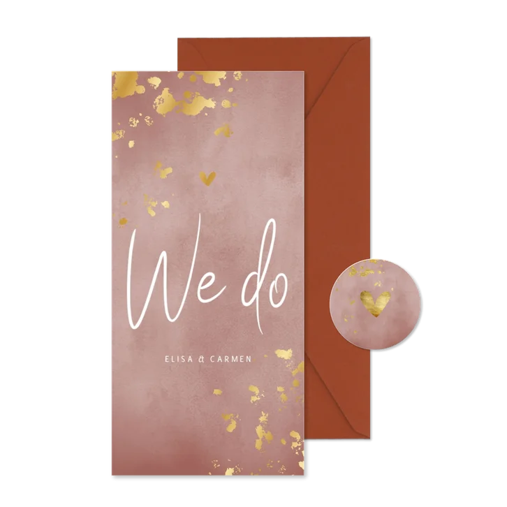 Hochzeitseinladung 'We do' Aquarell & Goldtupfen