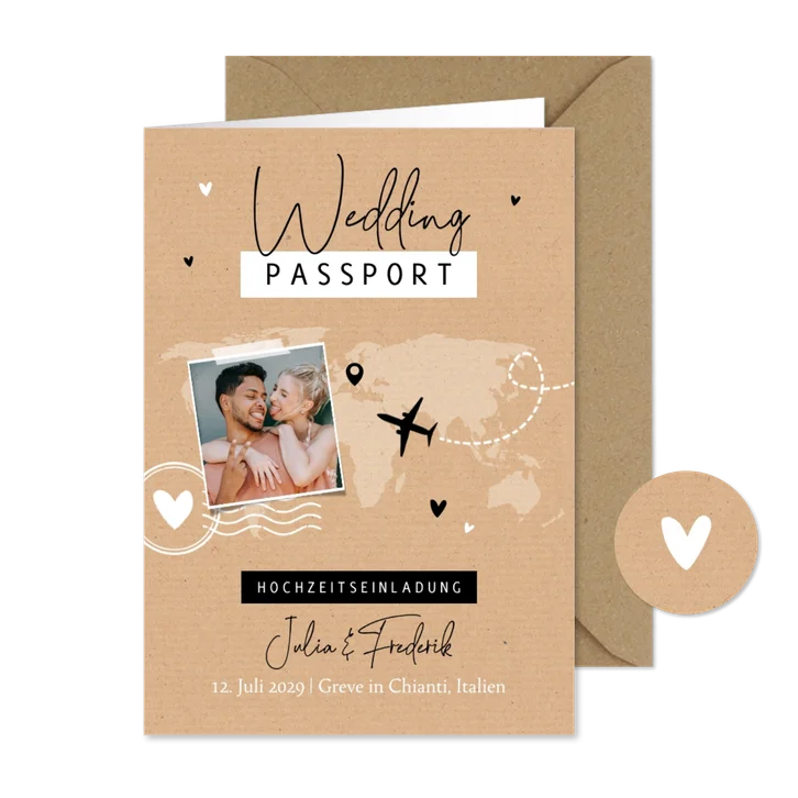 Hochzeitseinladung 'Wedding Passport' Kraftlook