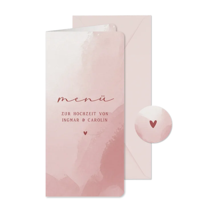 Hochzeitsfeier Menükarte altrosa Aquarell