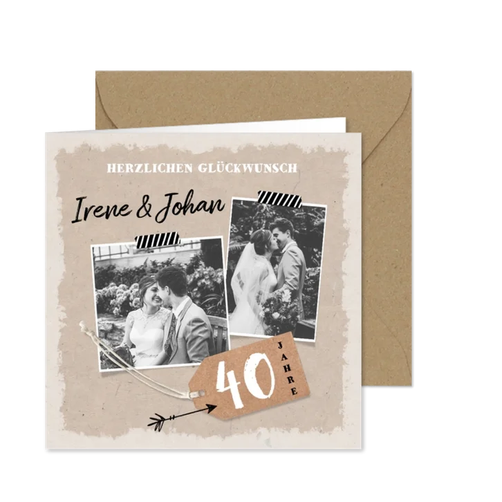 Hochzeitsjubiläum Glückwunschkarte mit Fotos 40 Jahre
